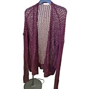 Abercrombie Fitch Maroon Cardigan Open Knit Small